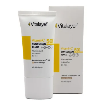 فلوئید ضد آفتاب SPF50 حاوی ویتامین C ویتالیر 50 میلی لیتری