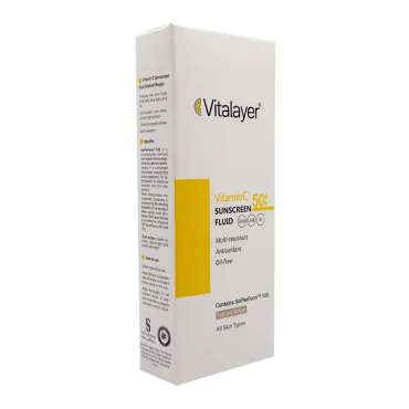 فلوئید ضد آفتاب SPF50 حاوی ویتامین C ویتالیر 50 میلی لیتری