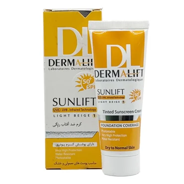 کرم ضد آفتاب رنگی 1 ,2 درمالیفت مناسب پوست خشک و معمولی +SPF 50