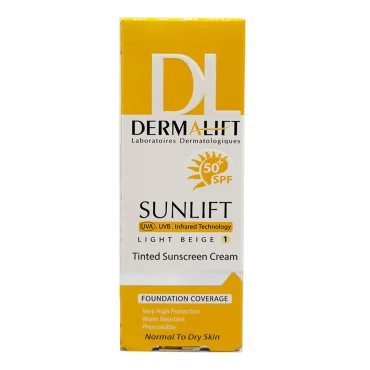 کرم ضد آفتاب رنگی 1 ,2 درمالیفت مناسب پوست خشک و معمولی +SPF 50